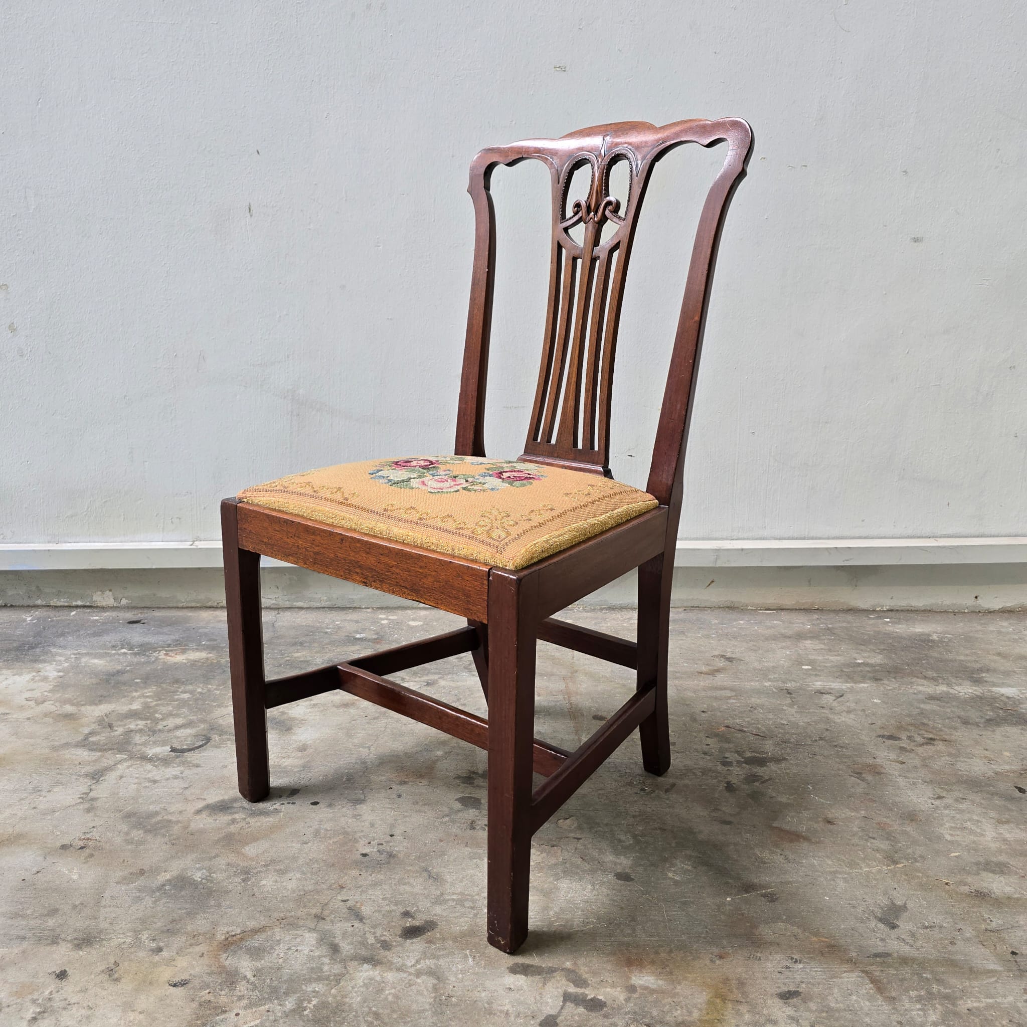 Edwardian Style Dining Chair with Needlepoint Seat