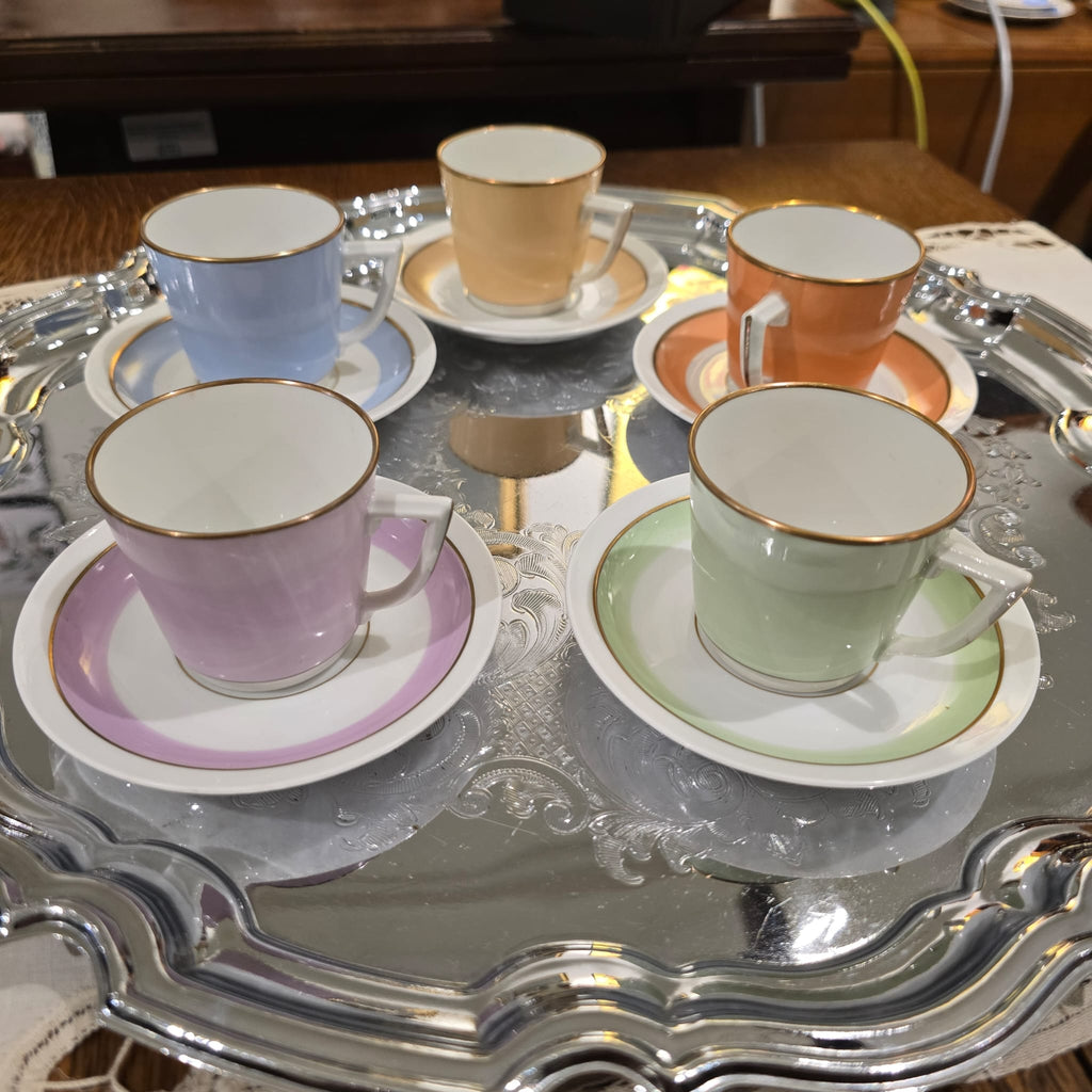 Pastel Coffee Set From Royal Copenhagen Typically Dates to the 1950s.
