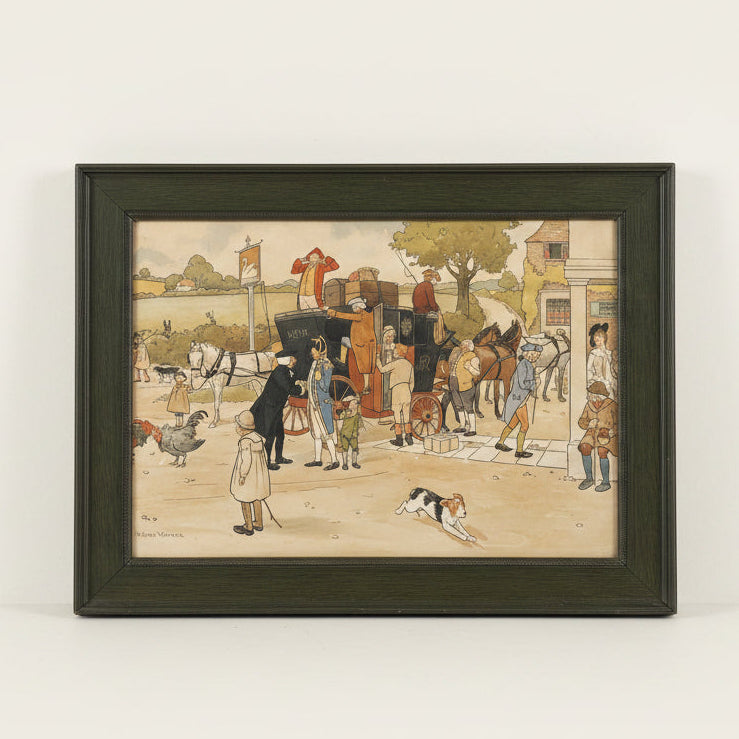 Victor Venner Antique Lithograph: "The Rapid" Stagecoach