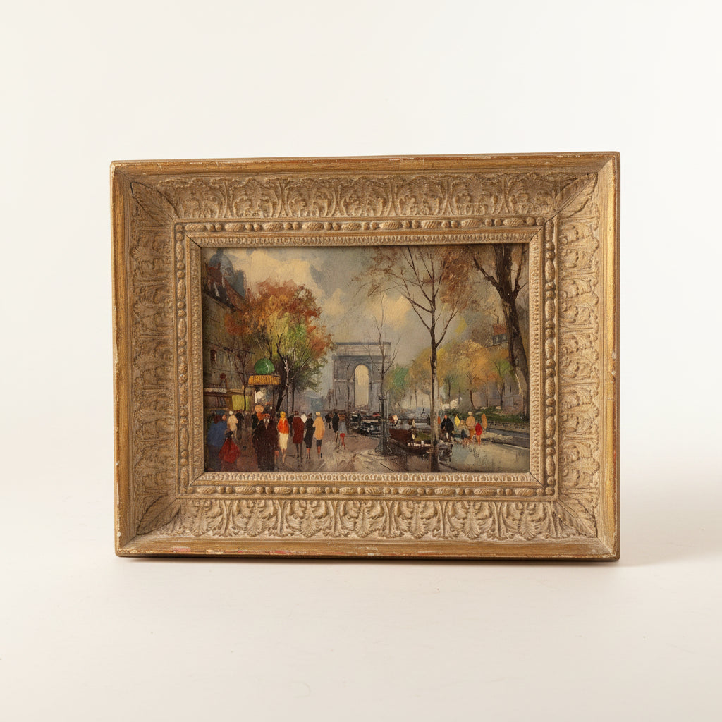 Vintage Paris Street Scene: Champs-Élysées & Arc de Triomphe
