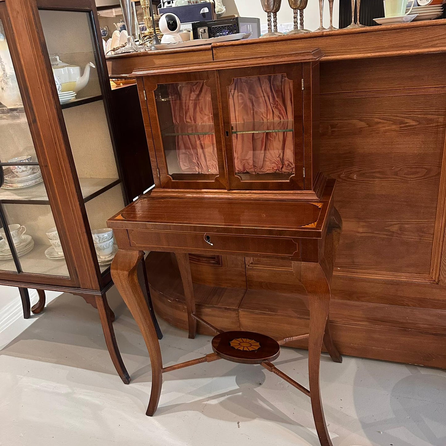 Vintage Edwardian Revival Mahogany Bonheur du Jour Lady’s Writing Desk (c. 1920s–1930s)