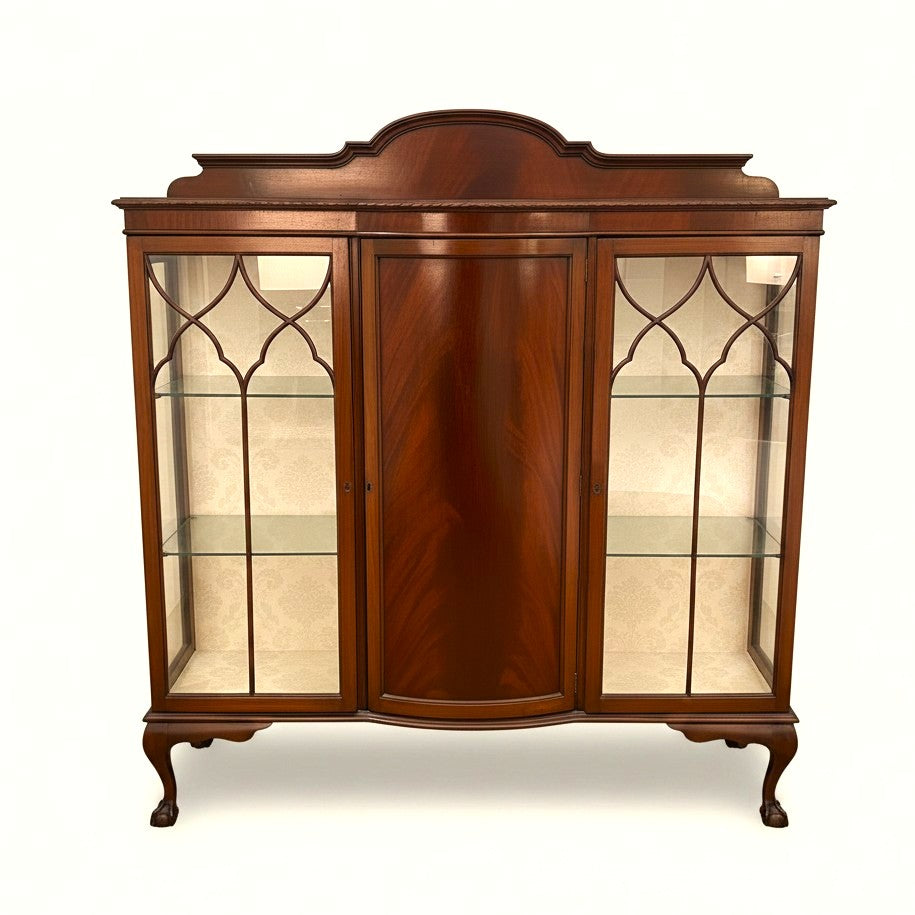 Antique Chippendale Revival Mahogany Display Cabinet - circa 1900s