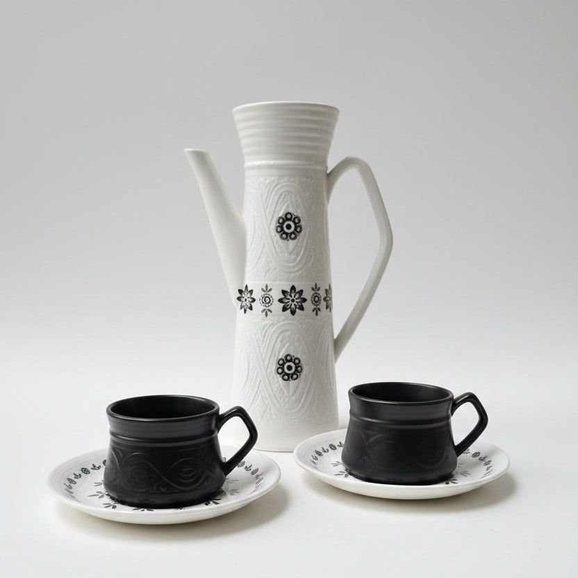 Vintage Wood & Sons "Normandy" Sugar Bowl - Mid-Century Black & White - Circa 1960s