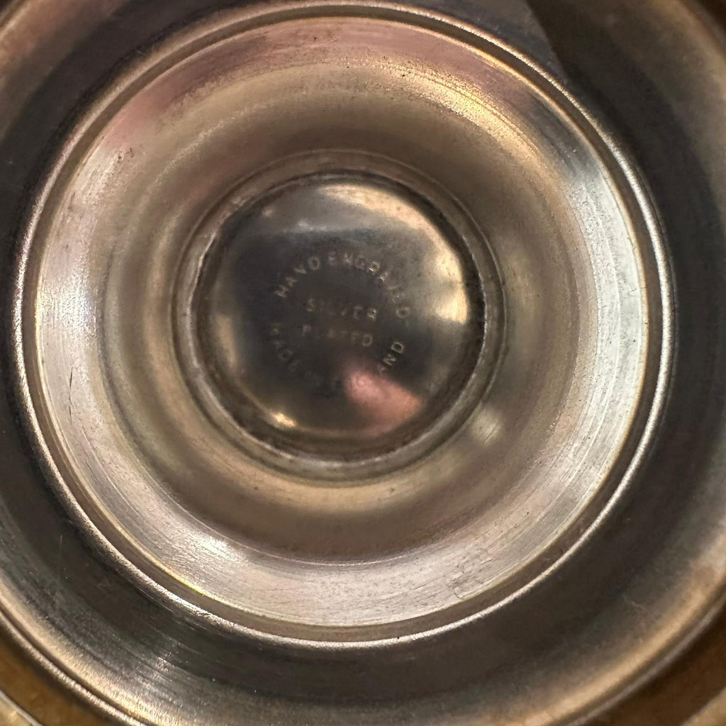 Vintage British Hand-Engraved Silver Plated Pedestal Bowl - Beaded Rim - Circa 1950s
