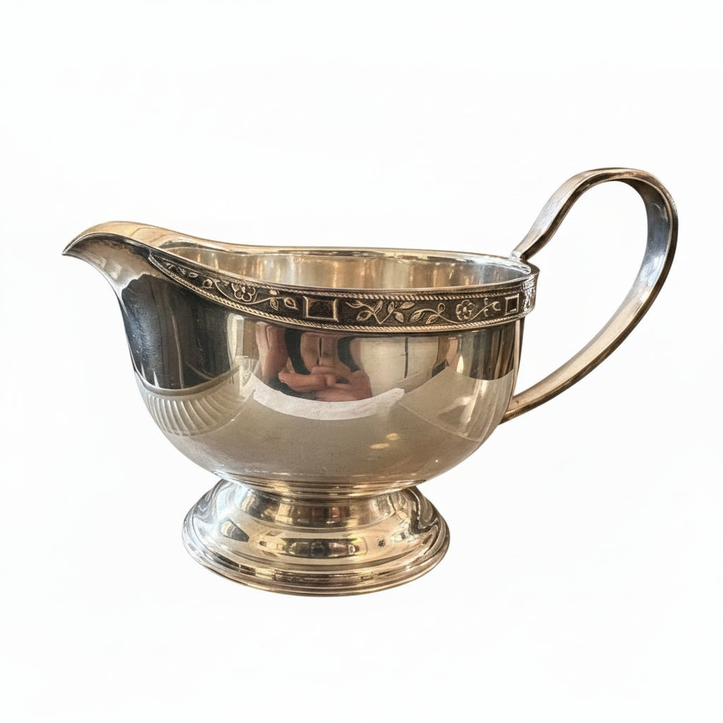 Vintage Viners of Sheffield "Alpha Plate" Gravy Boat – Chippendale Style Silver-Plated Sauce Server (c. 1930-1960)