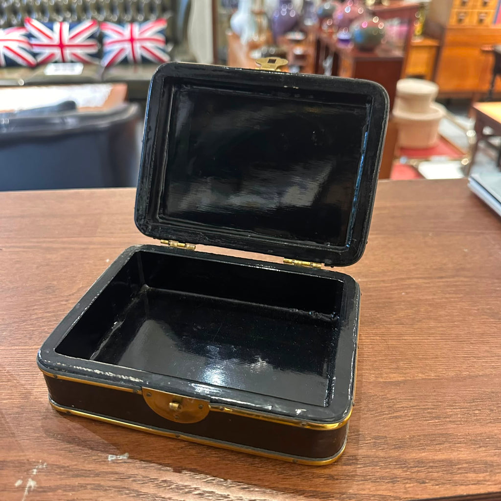 Vintage Hand-Painted Lacquerware Jewelry Box - Still Life Fruit Motif & Brass Trim (c. 1960-1970)