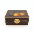 Vintage Hand-Painted Lacquerware Nested Box - Large – Still Life Fruit Motif & Brass Trim (c. 1960-1970)