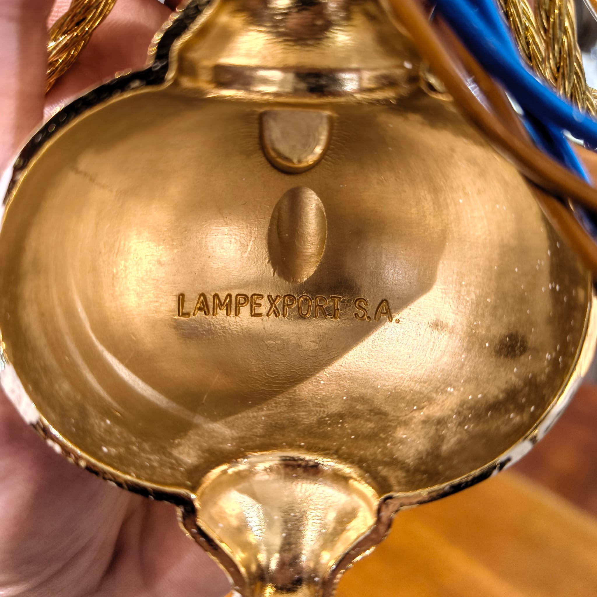 Vintage Lampexport S.A. Twin-Light Brass Wall Sconce with Tassel Accents