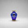 Vintage Bohemian Cobalt Blue Glass Small Vase Hand Painted Applied Floral Gold Detail