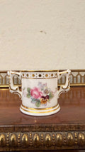 Royal Crown Derby Miniature Floral Twin-Handled Cup with Gold Detailing