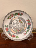 Hand-Painted Floral Salad Bowl with Pink Blossoms & Geometric Border