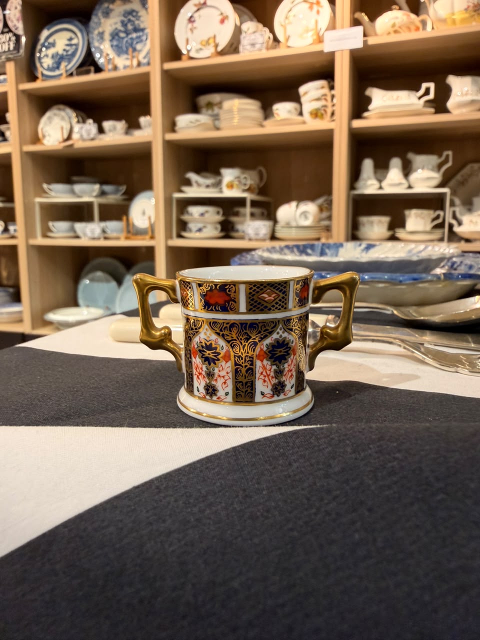 Royal Crown Derby Miniature Imari Twin-Handled Cup, Pattern 1128