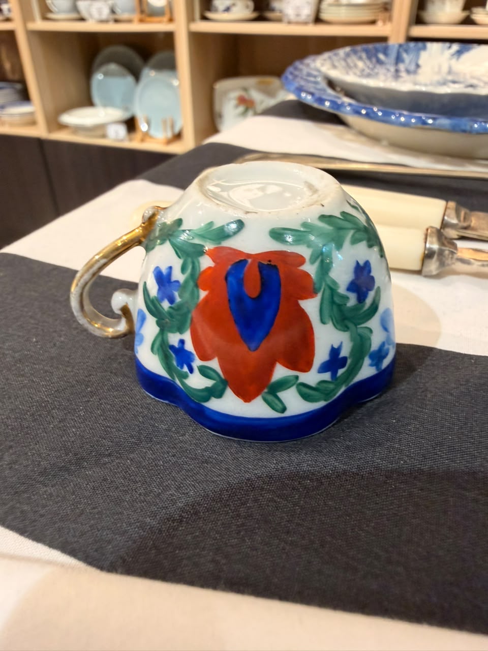 Antique Gaudy Welsh Floral Teacup, Attributed to the 19th Century