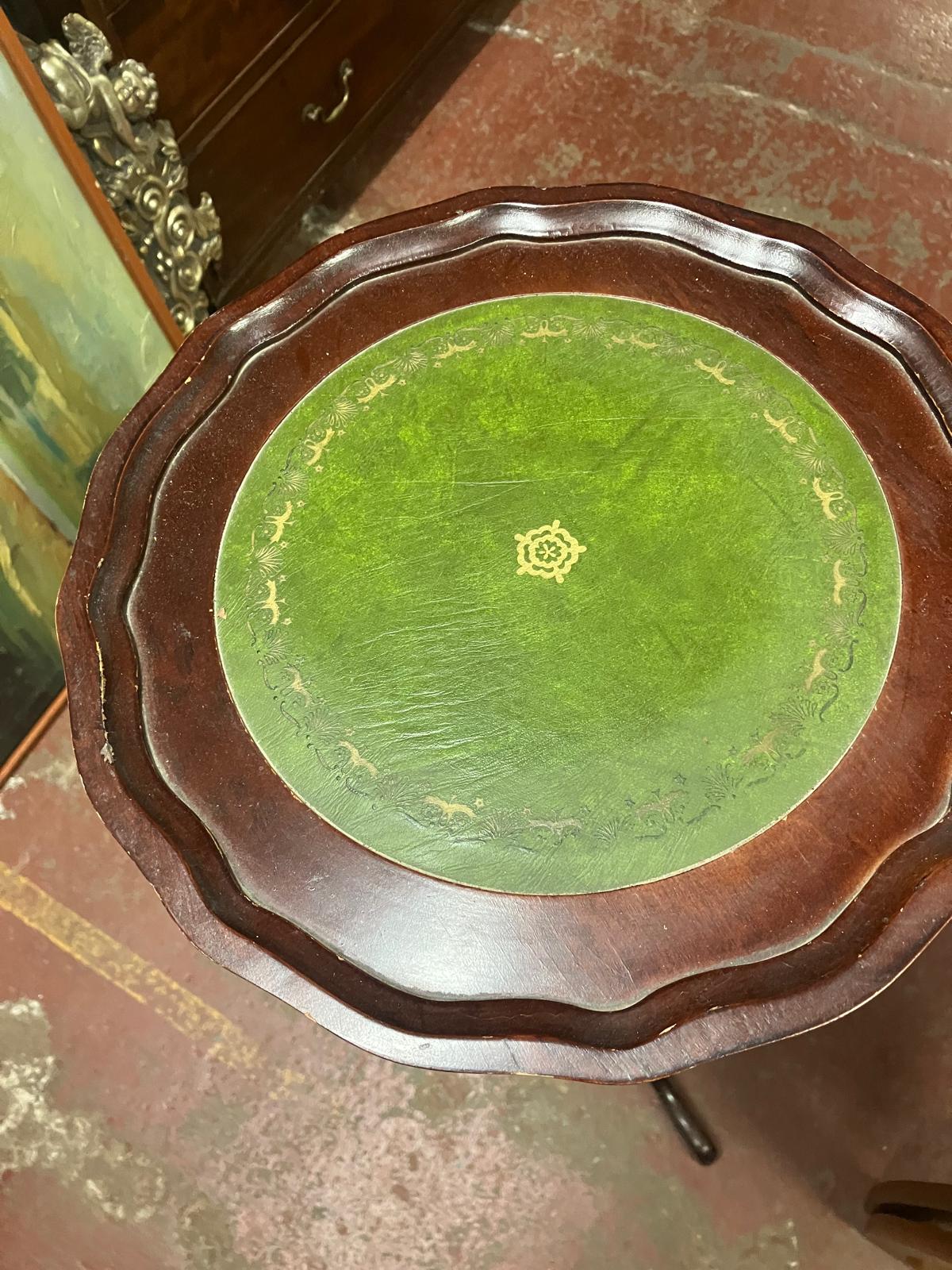 Vintage leather top tripod table
