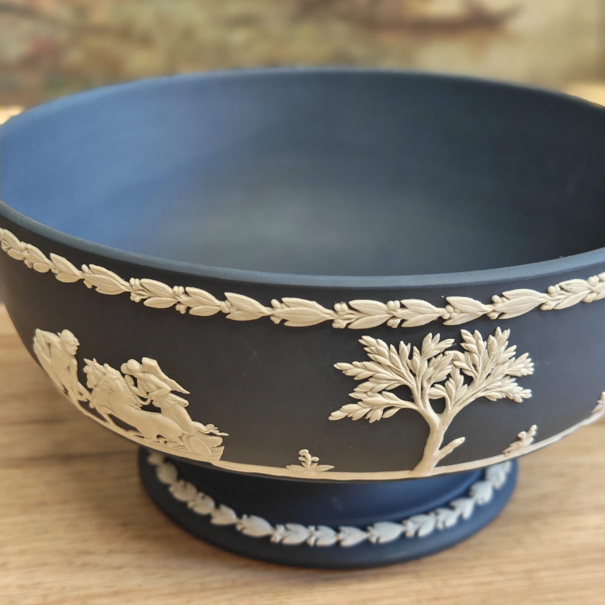 Wedgwood Portland Blue jasperware footed bowl