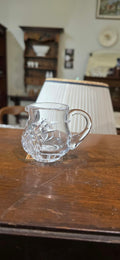 Small Clear Glass Cream Jug with Floral Decoration
