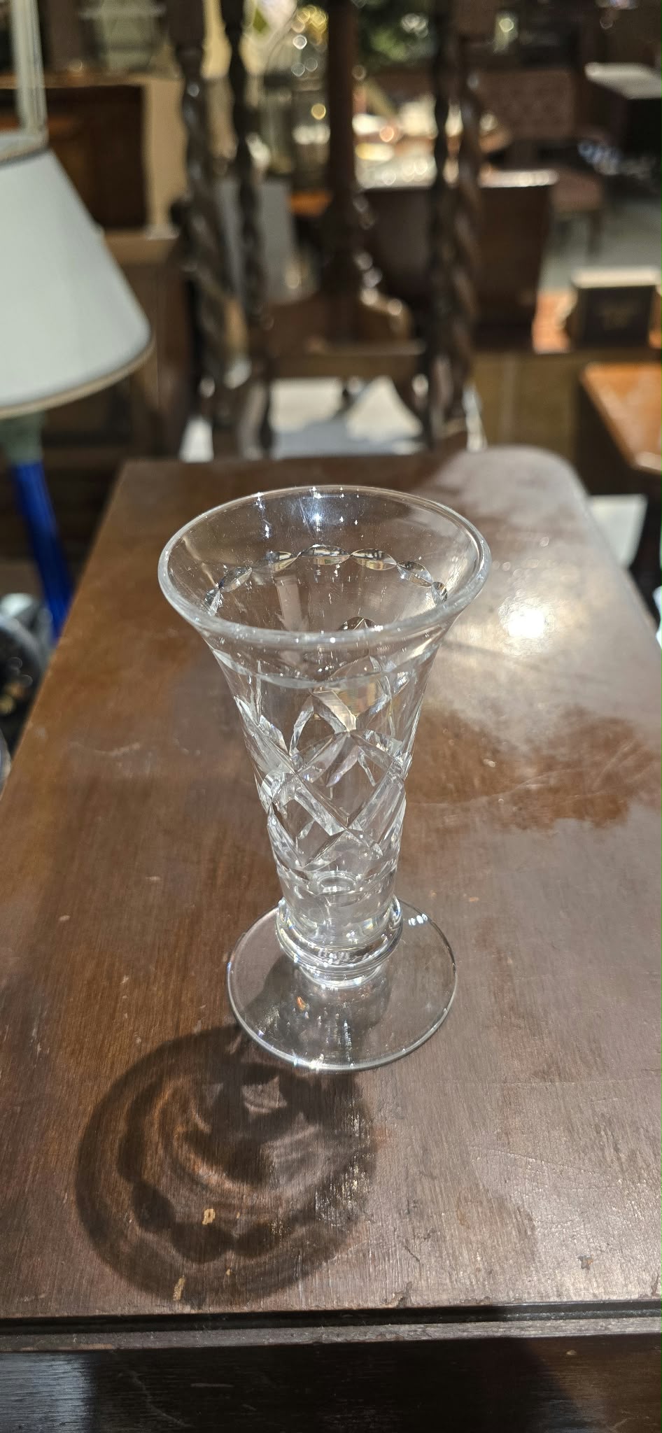 Small Glass Trumpet Vase with Diamond Pattern | 14 cm