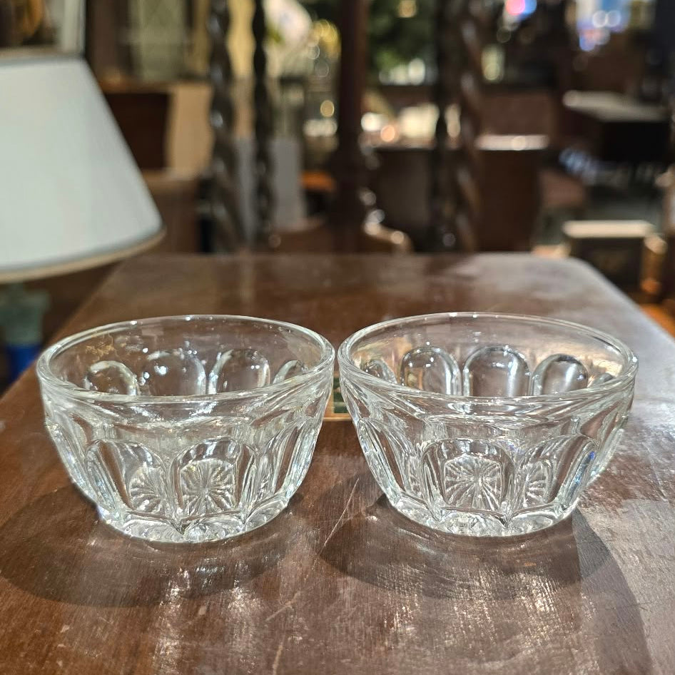 Small Clear Glass Dessert Bowl with Panelled Sides