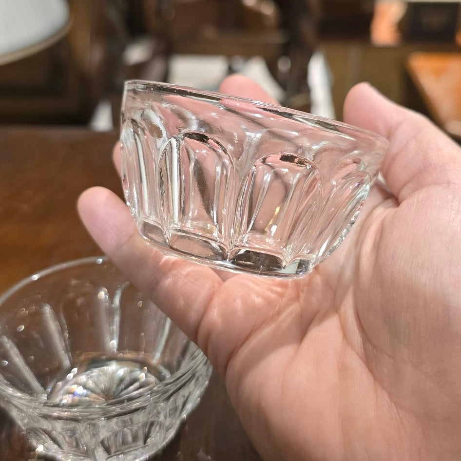 Small Clear Glass Dessert Bowl with Panelled Sides