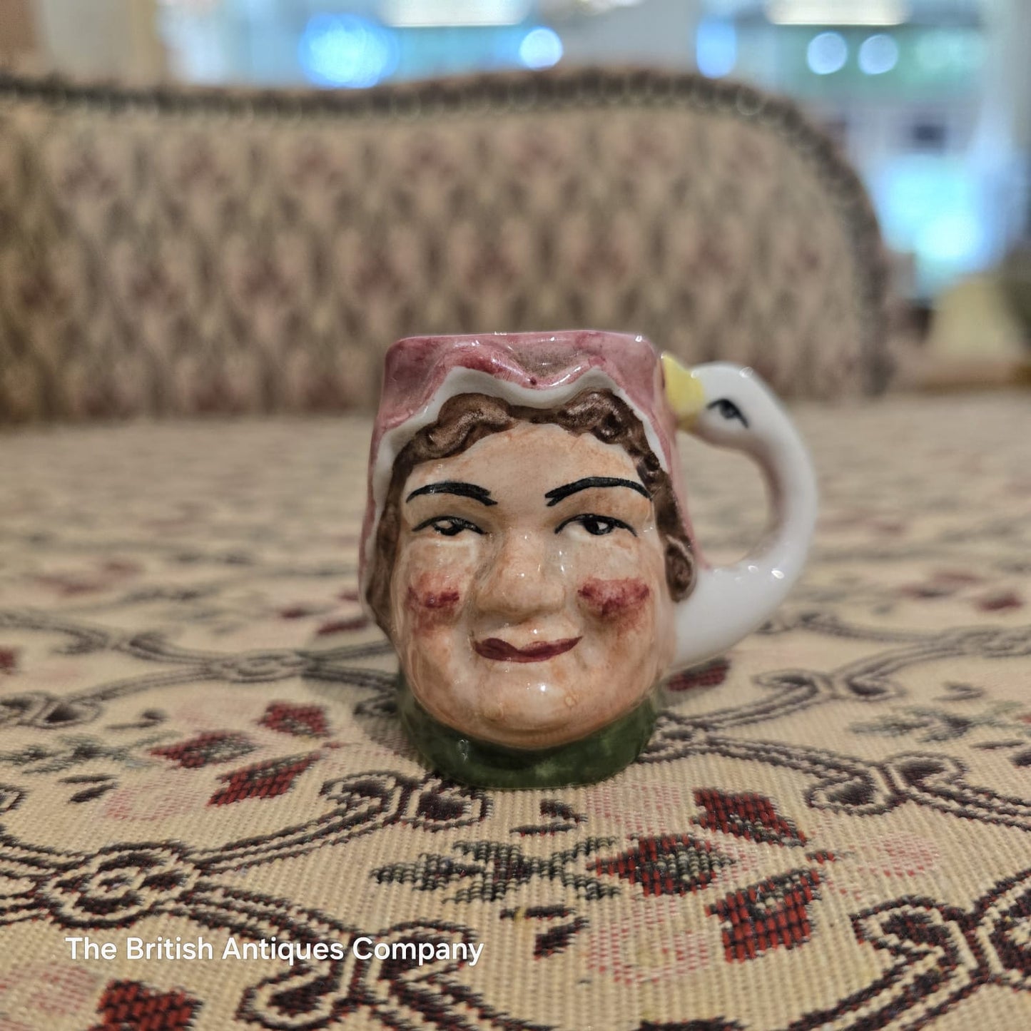 Miniature Toby-Style Character Mug with Swan Handle