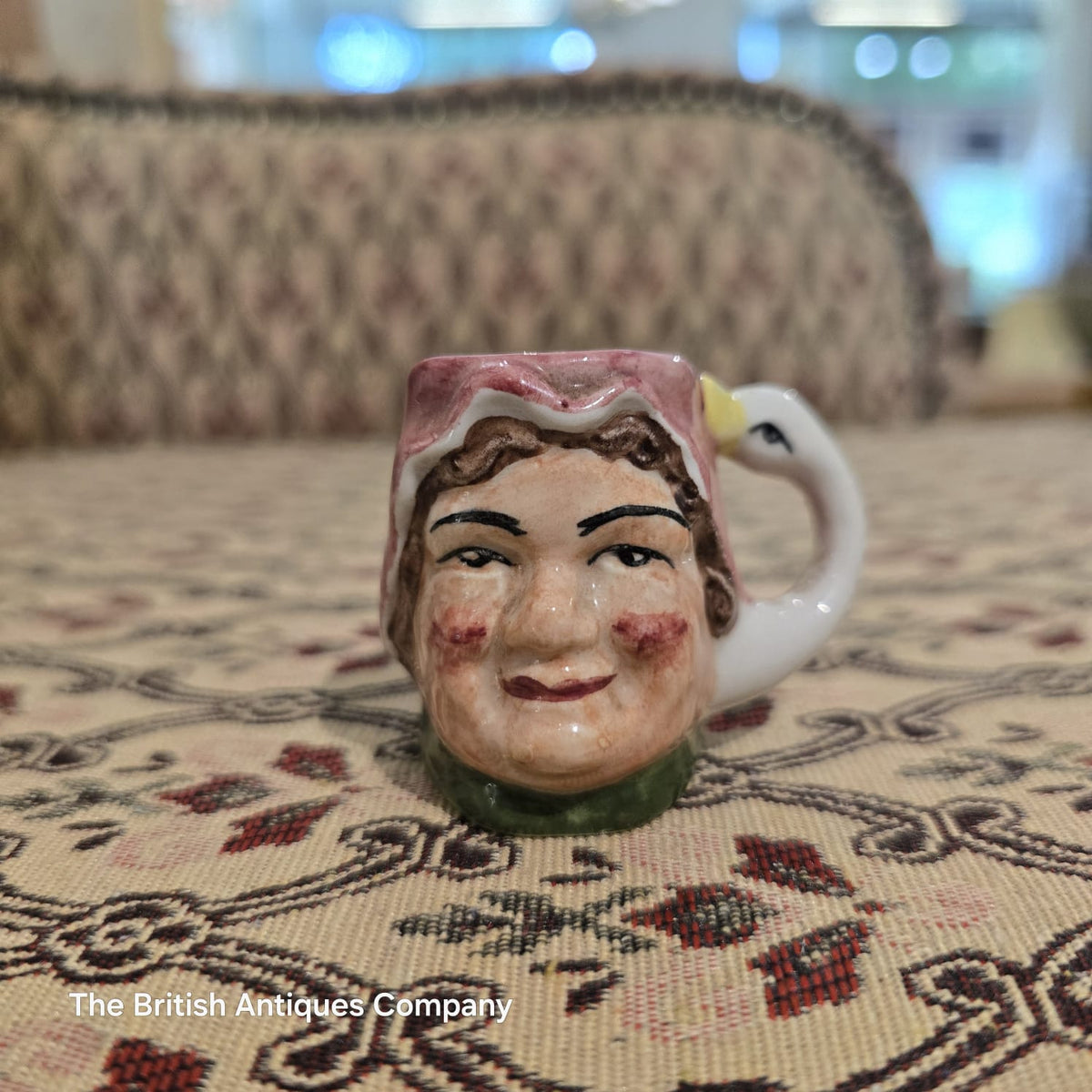 Miniature Toby-Style Character Mug with Swan Handle