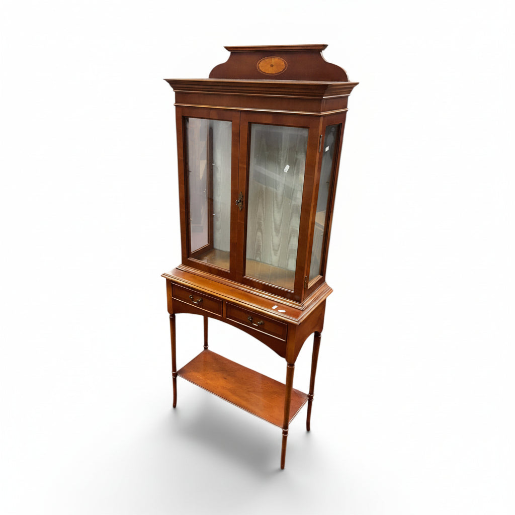 New Arrival-Yew Wood Display Cabinet on Stand by Bradley | Glazed China Cabinet
