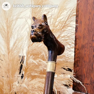 Late 19th Century Great Dane Cane / Walking Stick with Gold Collar