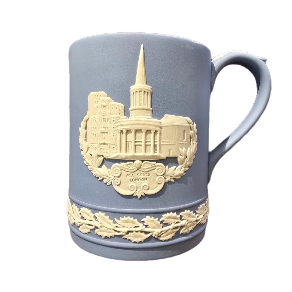 Wedgwood Pale Blue Jaspwerware Decorative Mug - Christmas Memorial Collection - 1970s to 1980s - Collectable Porcelain