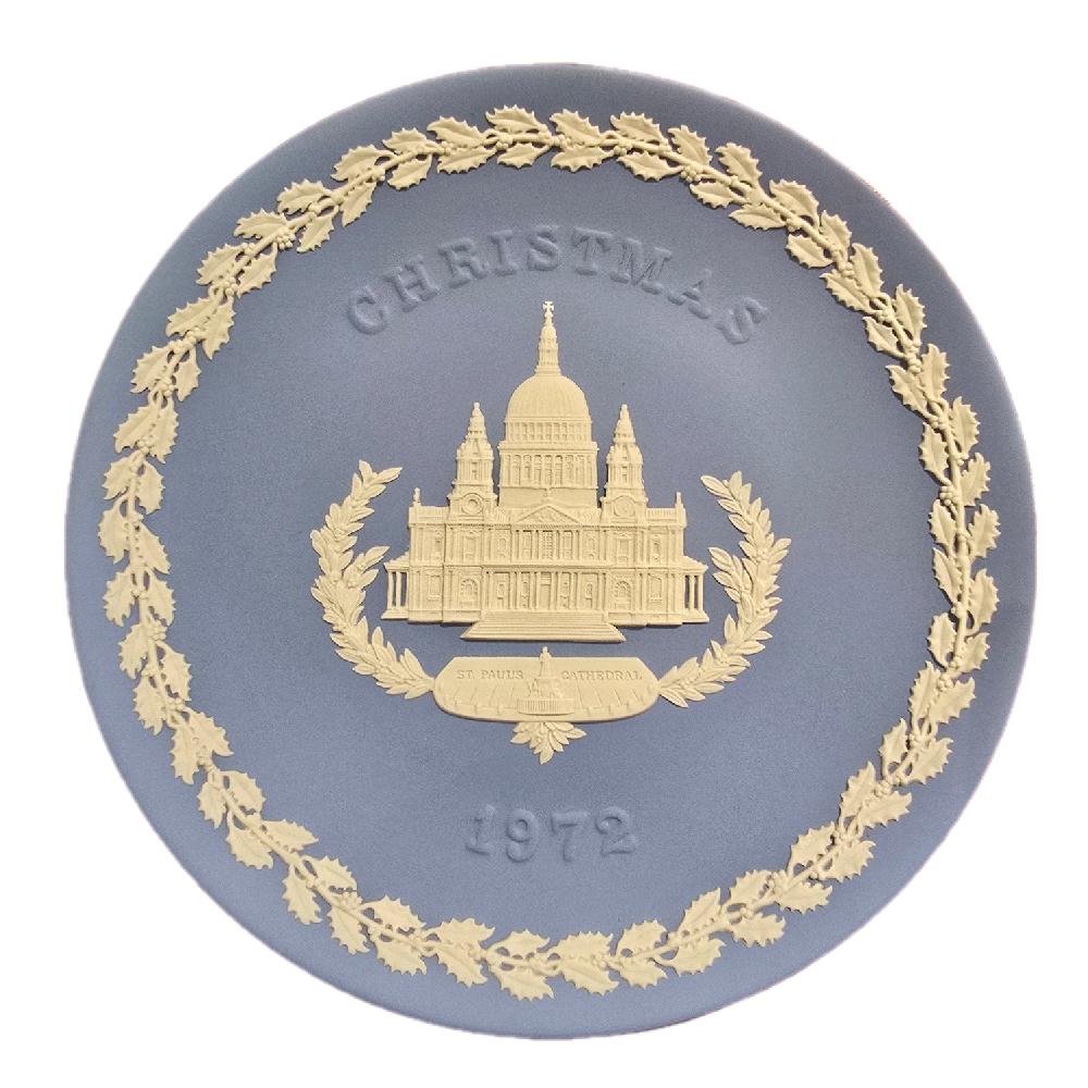 Wedgwood Jasperware Pale Blue Decorative Plate - Christmas Memorial Plate - 1970s to 1980s - Collector Decorative Plates - Made in UK