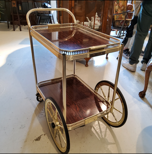 Vintage retro Mid Century gold metal tea trolley Sylvan