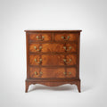 [Pre-Order] Georgian style, quality, small bowfron chest of drawers raised on splay bracket feet.