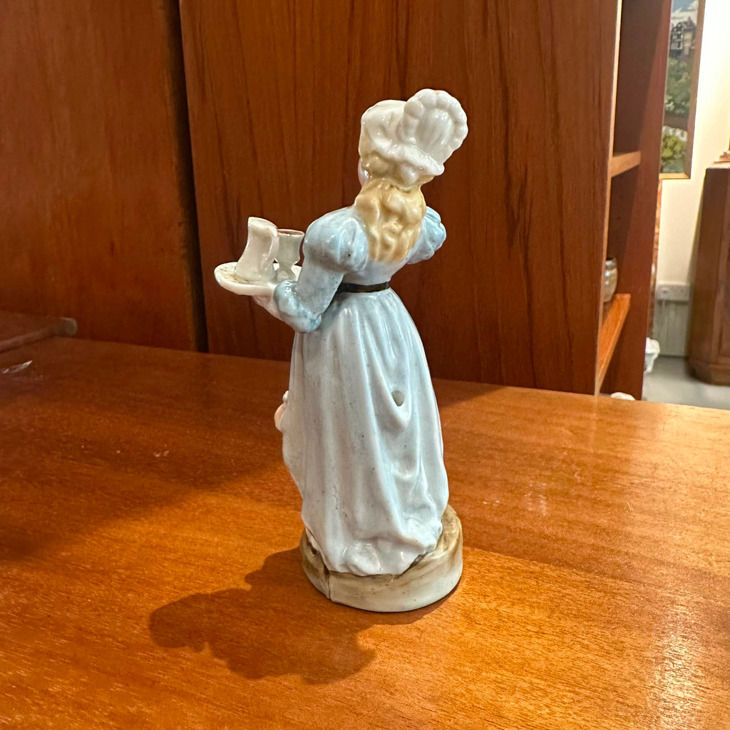 Antique Porcelain Servant Girl Figurine with Chocolate Service | 18th-Century Style Collectible