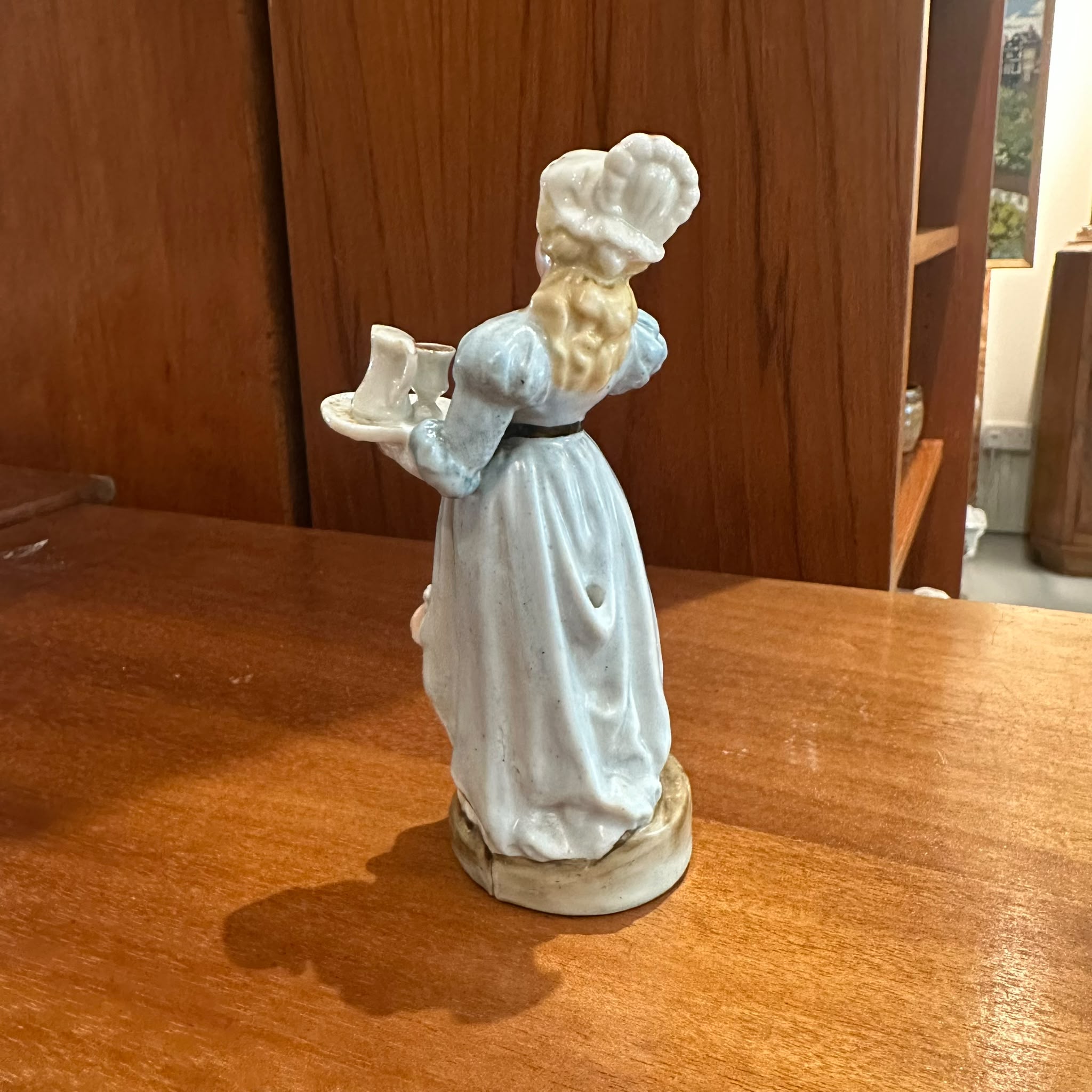 Antique Porcelain Servant Girl Figurine with Chocolate Service | 18th-Century Style Collectible