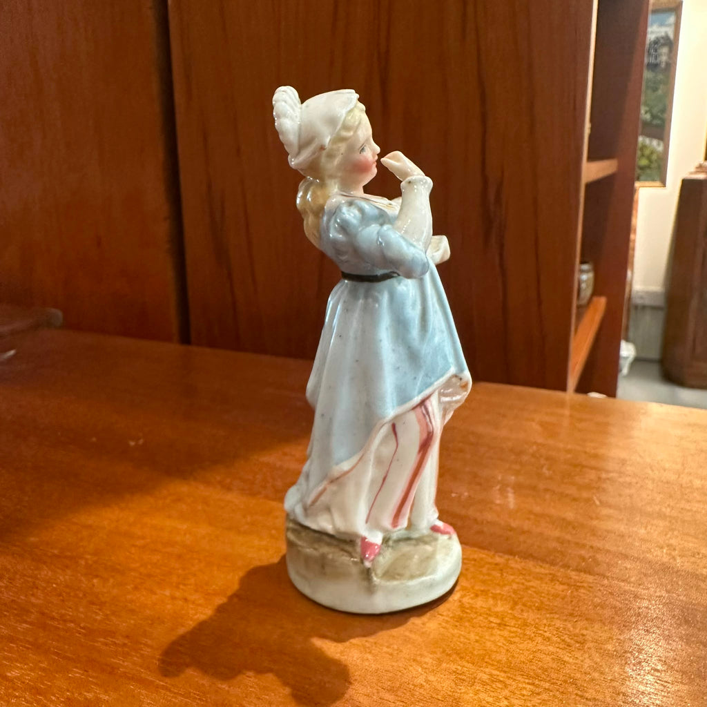 Antique Porcelain Servant Girl Figurine with Chocolate Service | 18th-Century Style Collectible