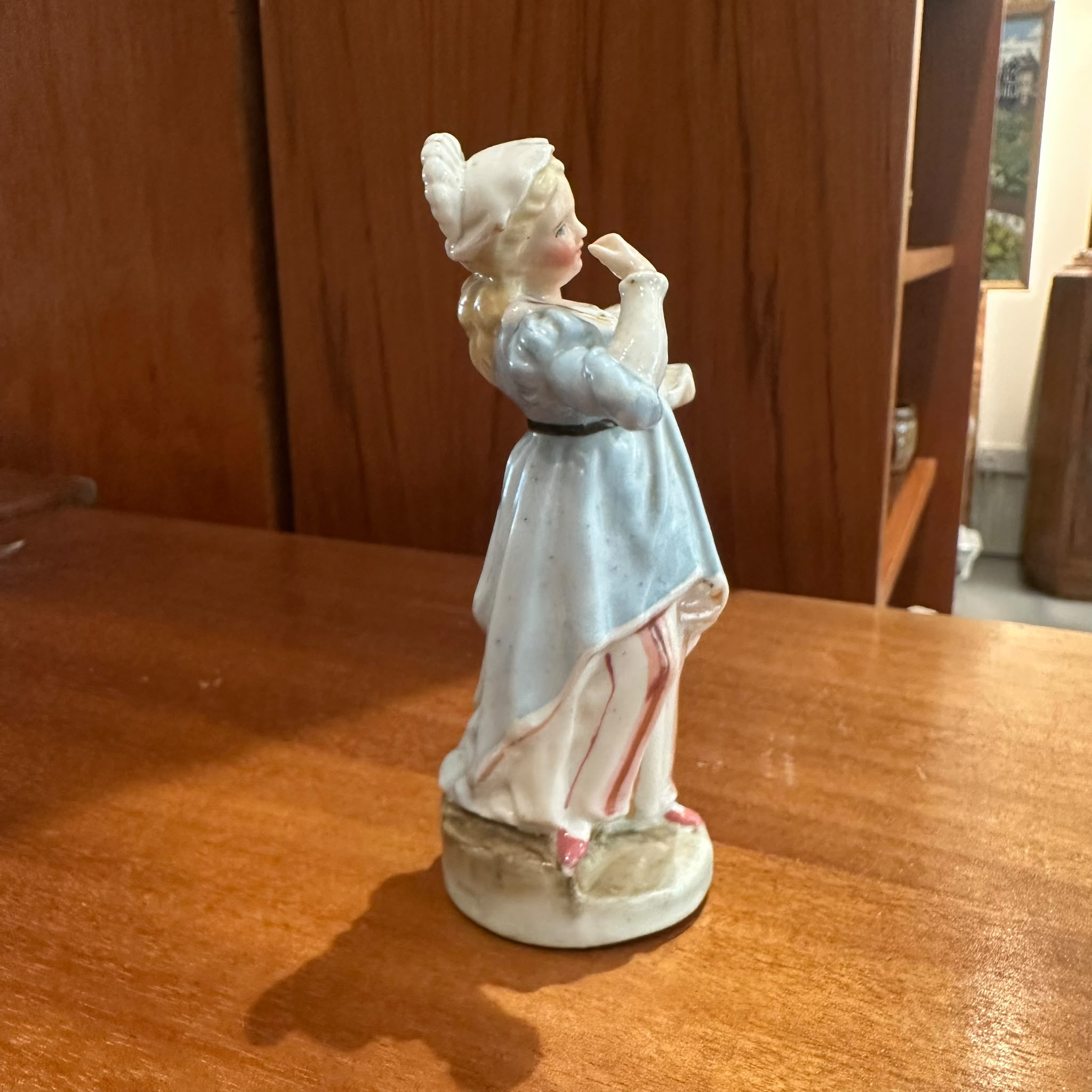 Antique Porcelain Servant Girl Figurine with Chocolate Service | 18th-Century Style Collectible