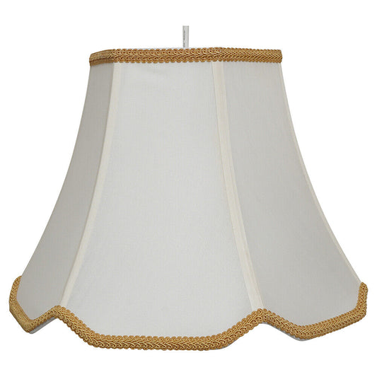 Hexagon Cream Faux Silk Shade With Scallop Gold Rope Trim Edge