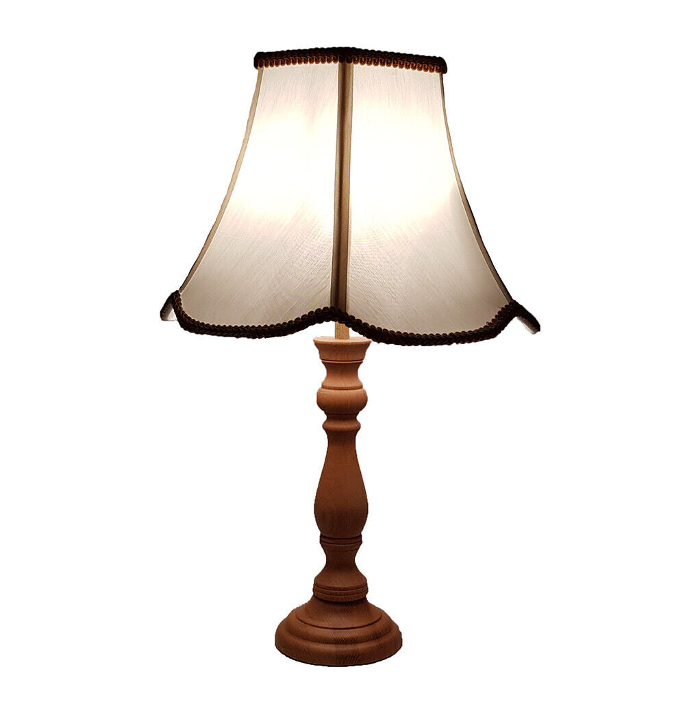 Hexagon Cream Faux Silk Shade With Scallop Gold Rope Trim Edge