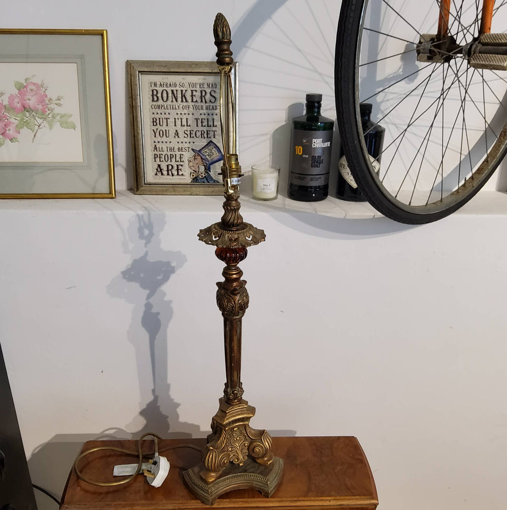 Antique heavy brass table lamp