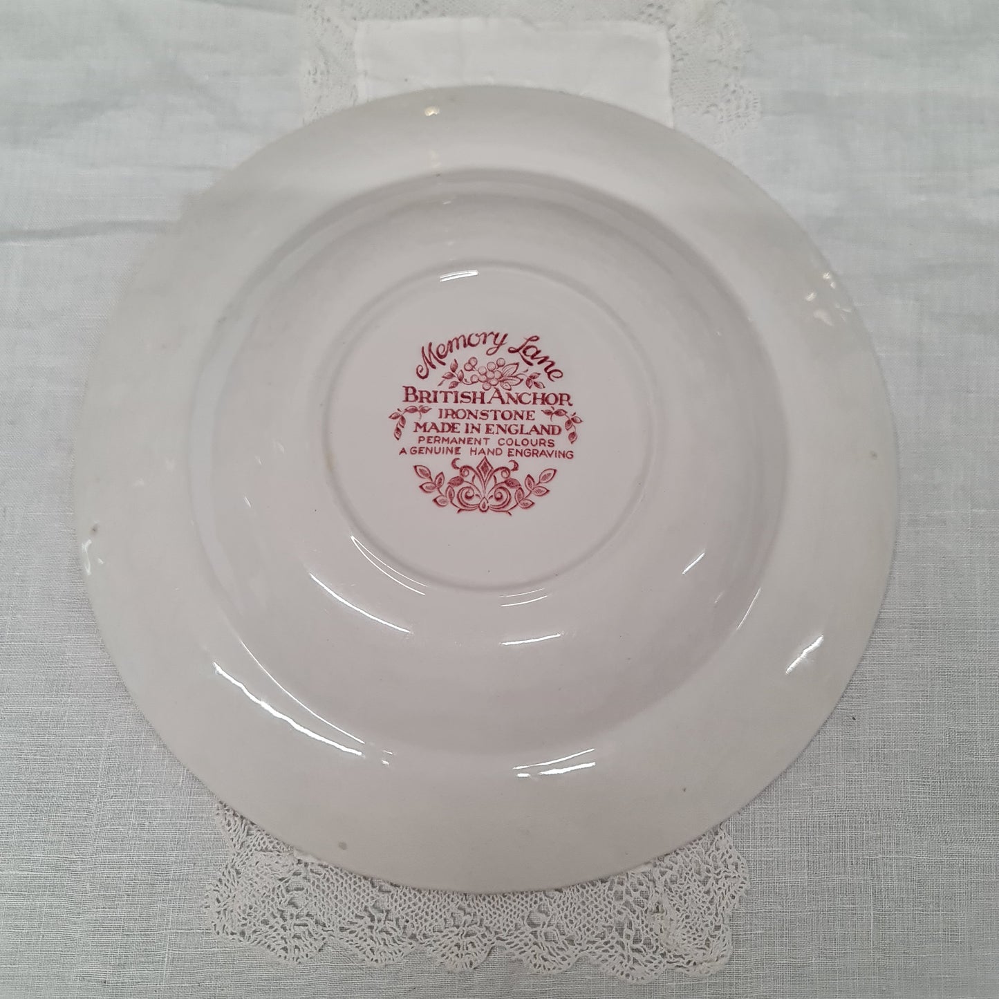 Vintage British Anchor Ironstone cranberry pasta bowl