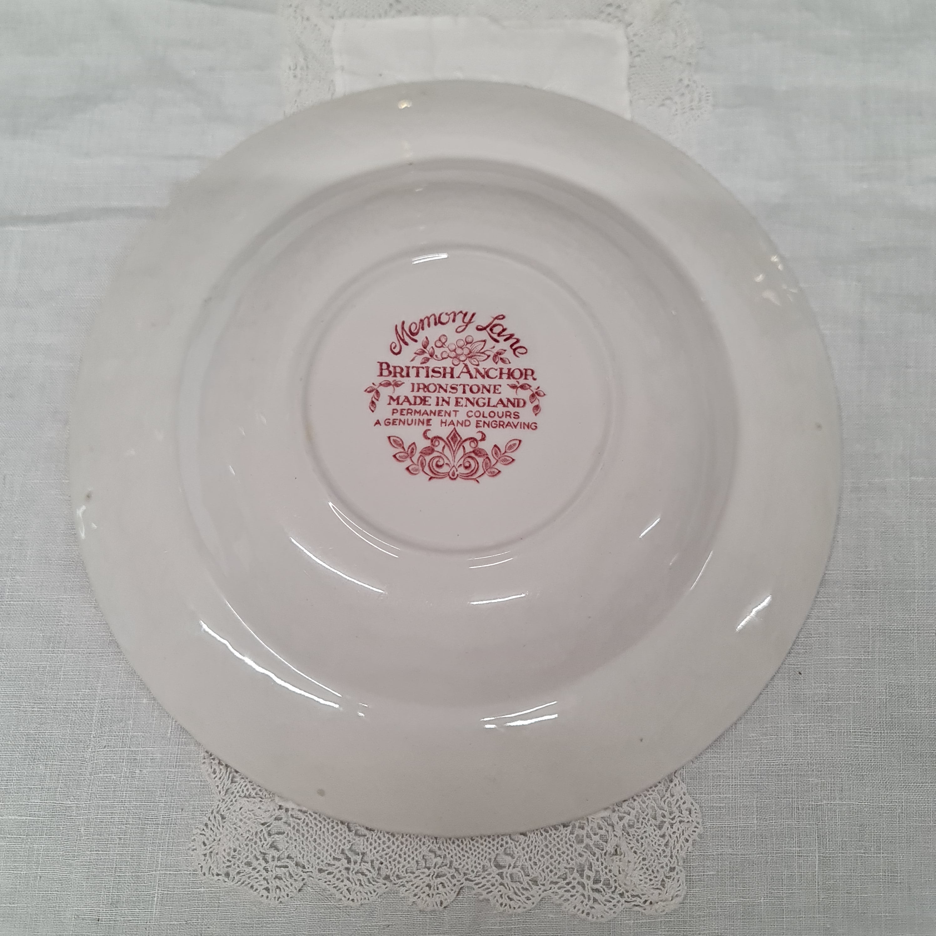 Vintage British Anchor Ironstone cranberry pasta bowl