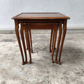 Vintage Queen Anne Revival Hand-Carved Mahogany Nesting Tables