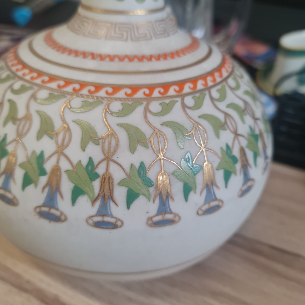Exquisite 1860 Copeland handpainted jug with hand crafted handle