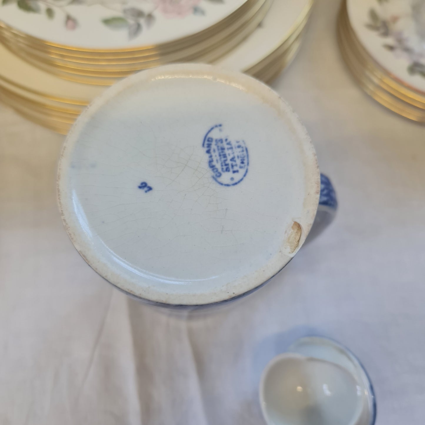 Vintage Copeland Blue Italian Coffee Pot / Water Jug - Minor Chip on base