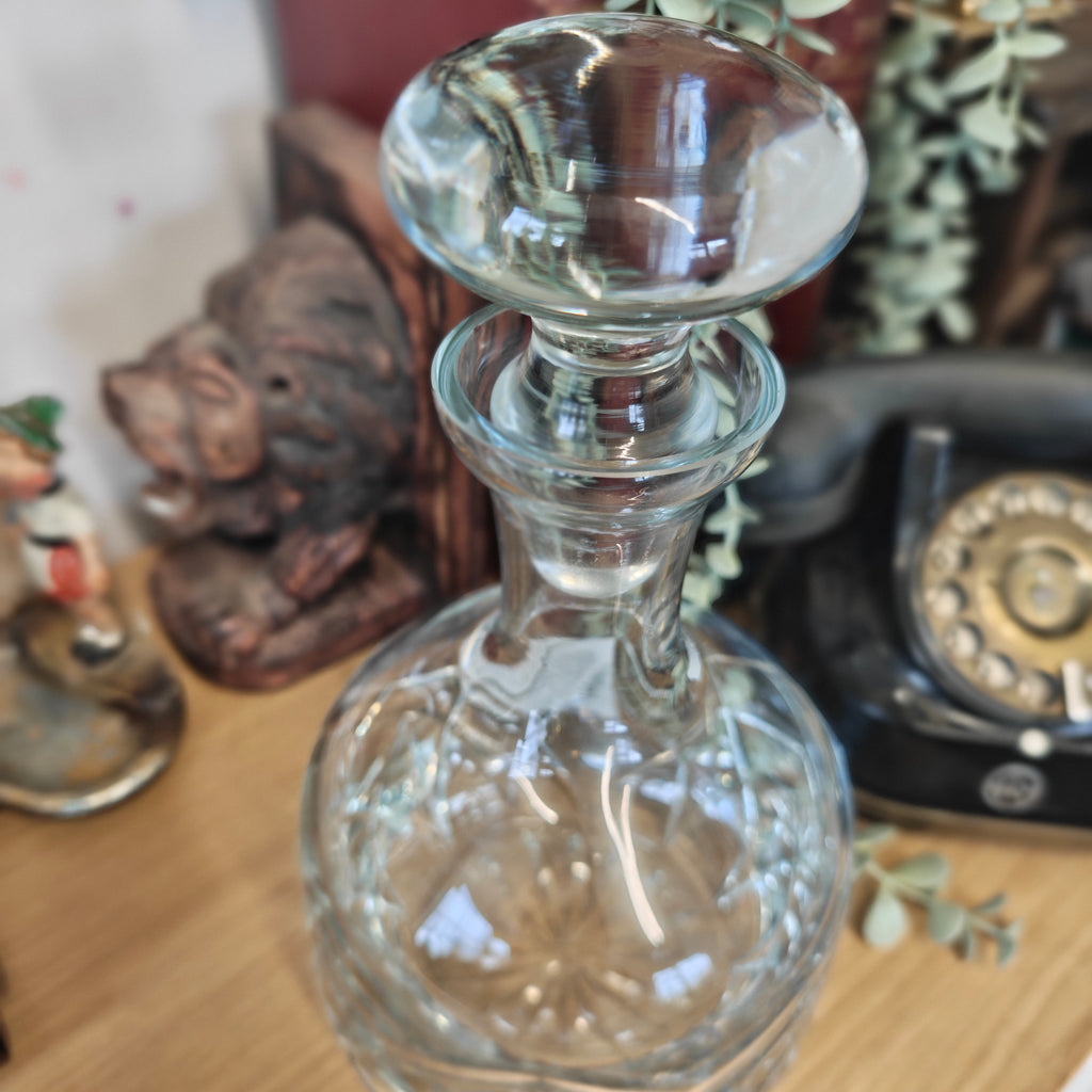 Vintage mouth blown High quality crystal  decanter- h28 x w 14 cm  minor nip inside on rim