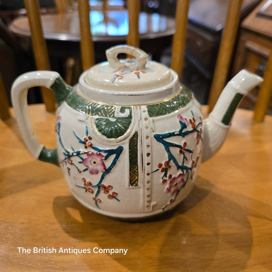 Antique Victorian Aesthetic Movement Majolica Teapot
