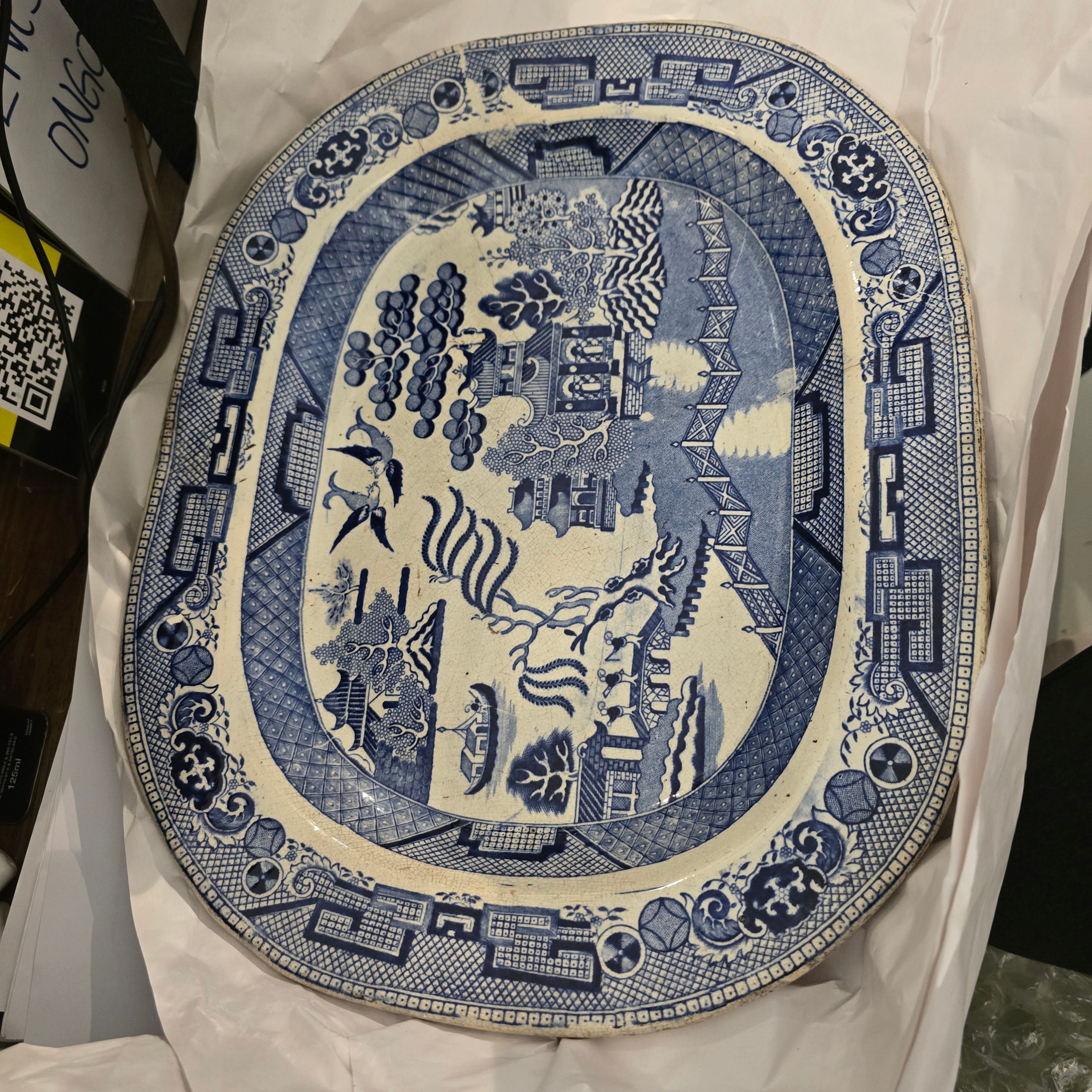 Antique Blue And White Platter
