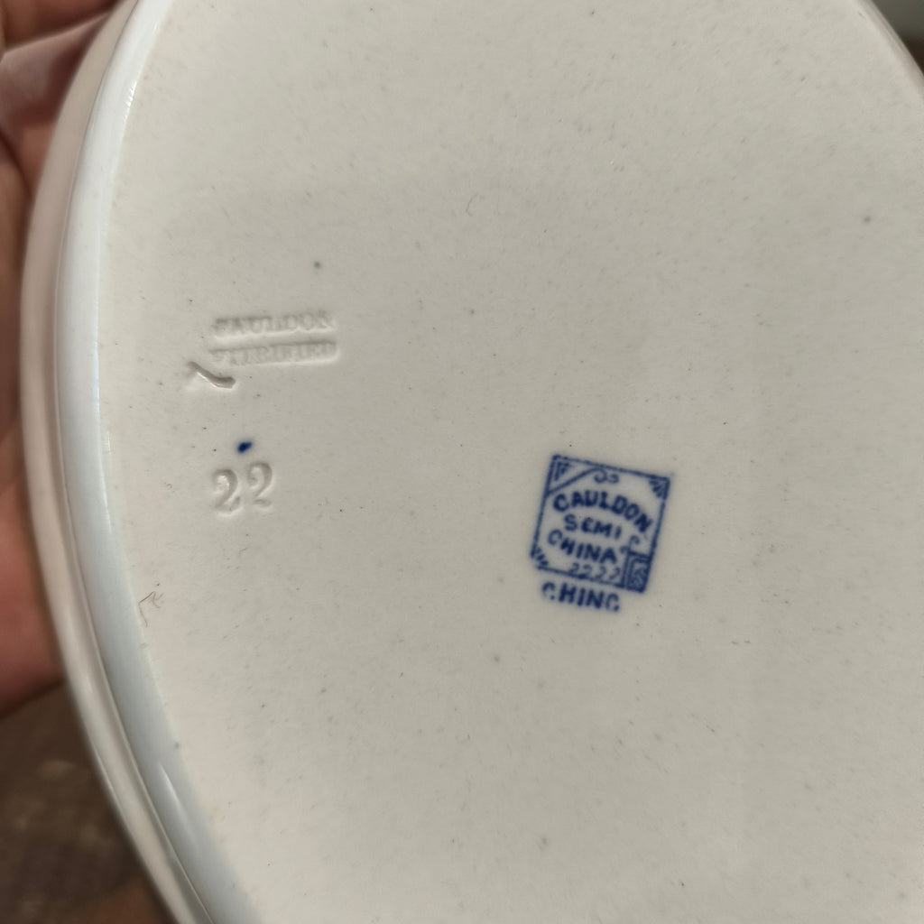 Antique Cauldon England Blue Willow Oval Serving Platter | Semi China Transferware