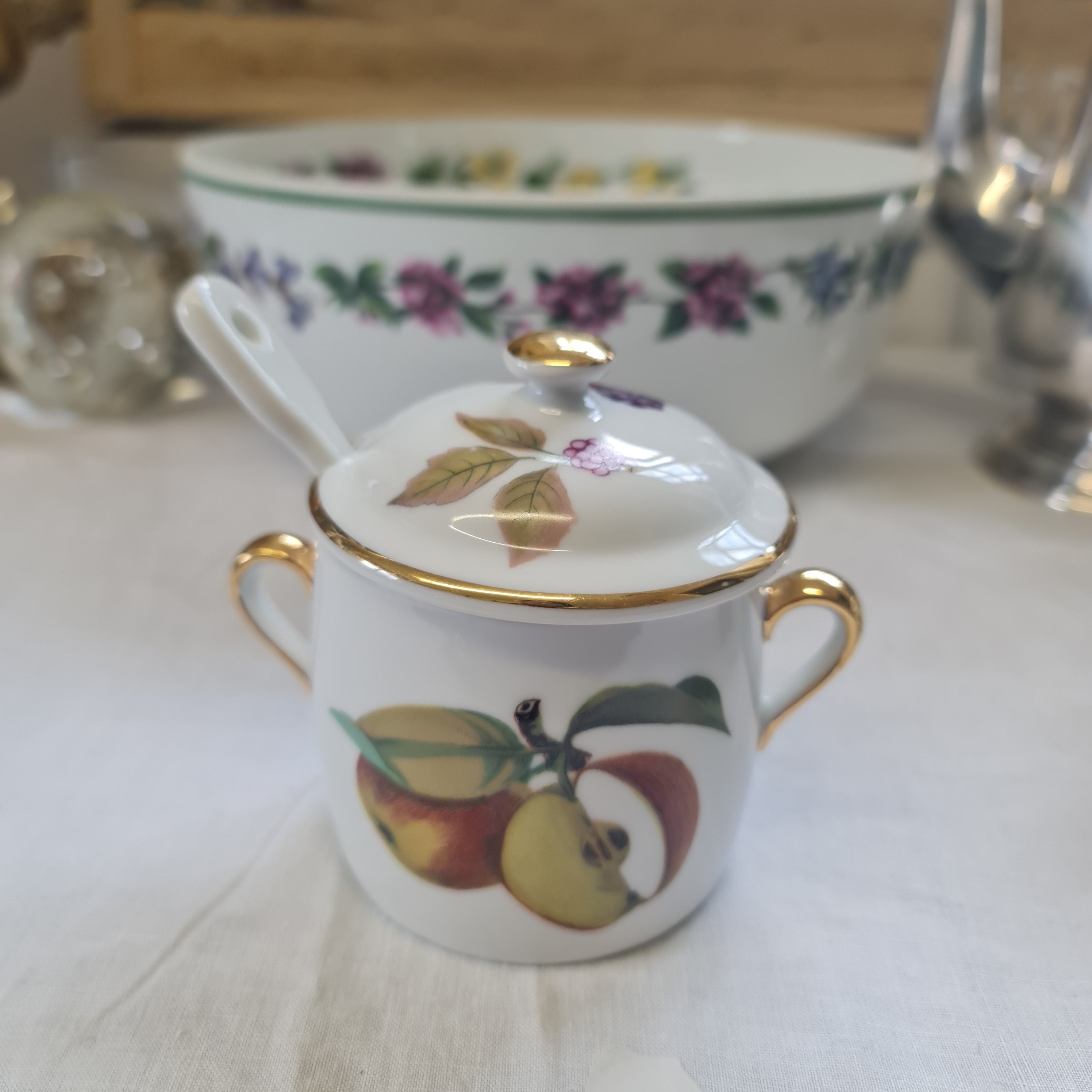 Royal Worcester Evesham canister with lid