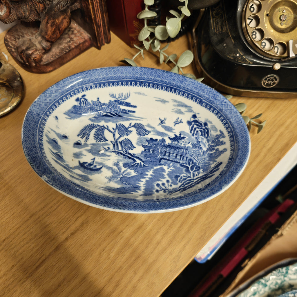 Antique Cauldon "Blue Willow" Oval Dish