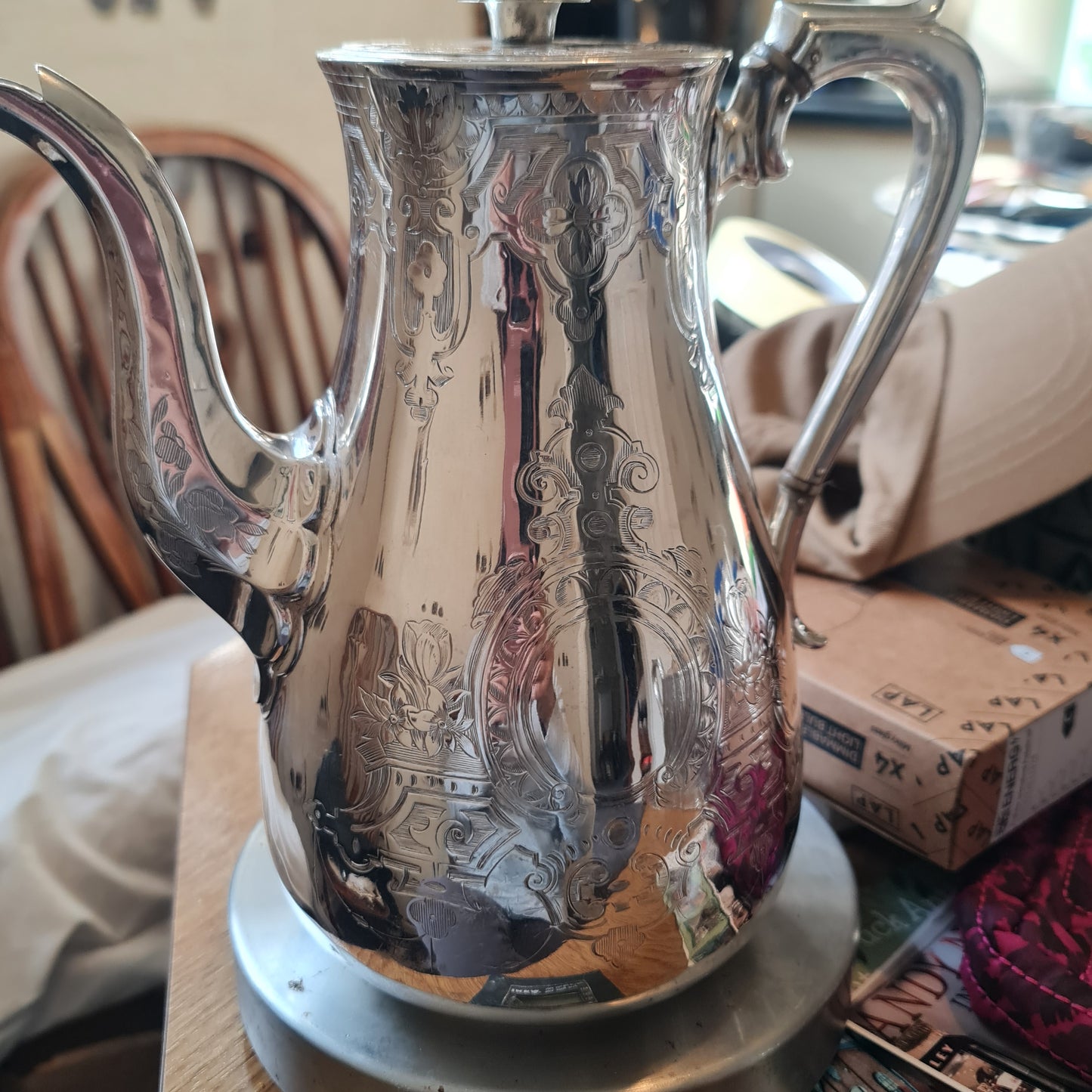 1907 Horace Woodward & Co Sterling Silver tall Coffee pot -855gm